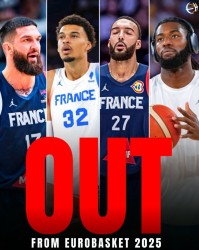 法国男篮内线轮转捉襟见肘 四大主力缺席仅余亚布塞莱萨尔苦撑